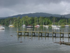 Sailing on Lake Windermere.  We all decided to sit on the open air part of the boat and got soaked by rain...which of course let up the second we decided to end our misery and move under cover
