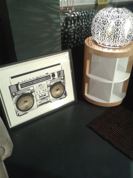 Fun print and light fixture.